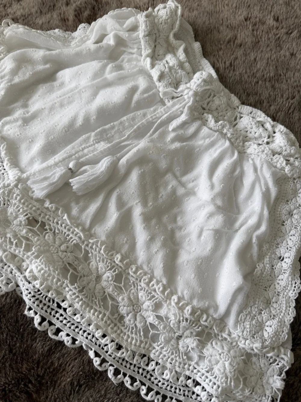 American Eagle Outfitters White High-Waist Crochet cotton Lace Comfy Shorts M - Picture 5 of 11